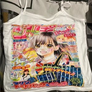 Anime Graphic White Tank Top